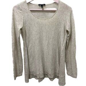 Eileen Fisher Womens Sweater XXS Beige Tencel Merino Alpaca Tunic Minimalist